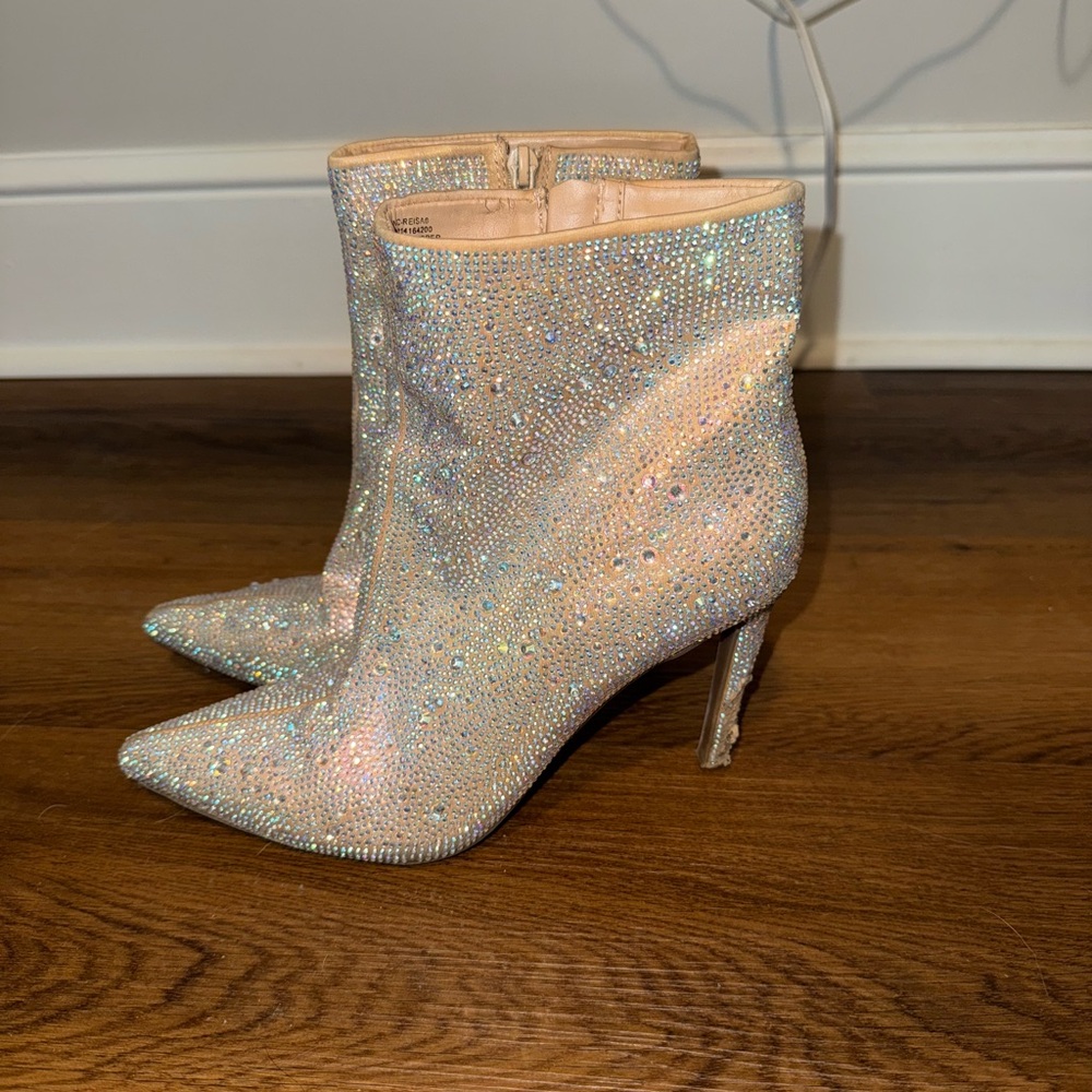 INC International Concepts Sparkling Heeled Boots - Silver